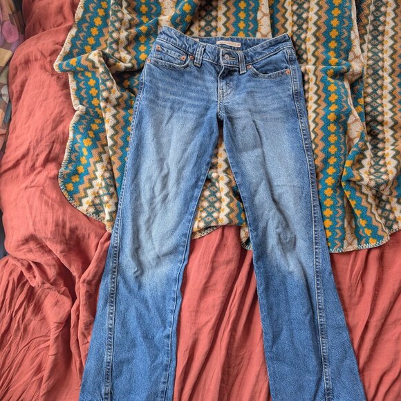 Levi's Y2K Style Blue Jeans Button Pockets Super Low Rise Bella Swan S 25 26 - Picture 3 of 13